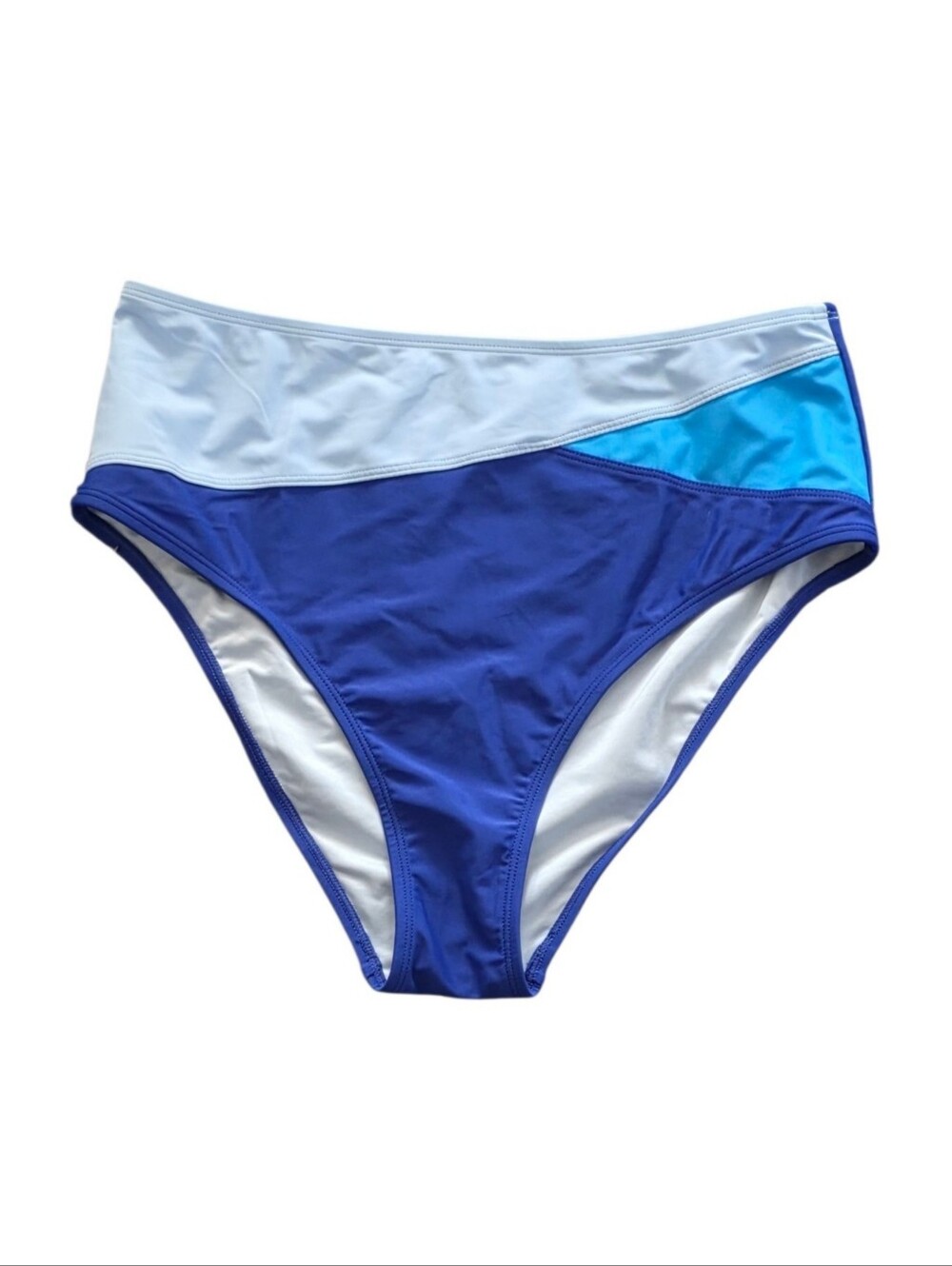 Cupshe V-neck Twist Bra & Spliced High Waist Bikini Set Blue Size L - Picture 6 of 16